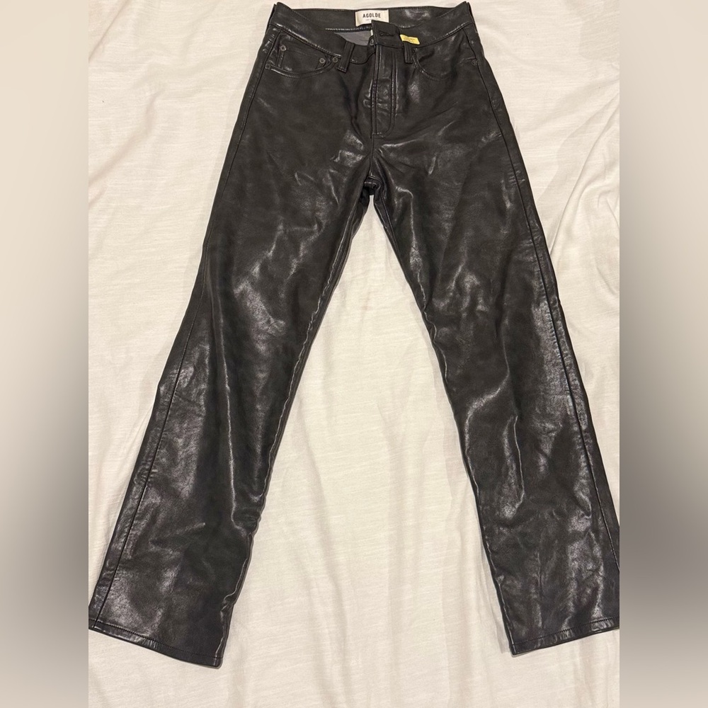 Agolde Glossy Dark grey Straight Leg Pants